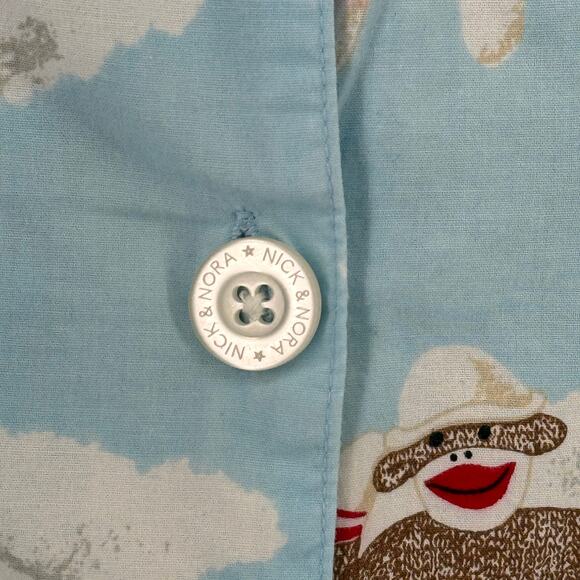 Nick & Nora Ruffle Sock Monkey Pajamas Set Women's Sz XL Blue Clouds 100% Cotton - Picture 6 of 12